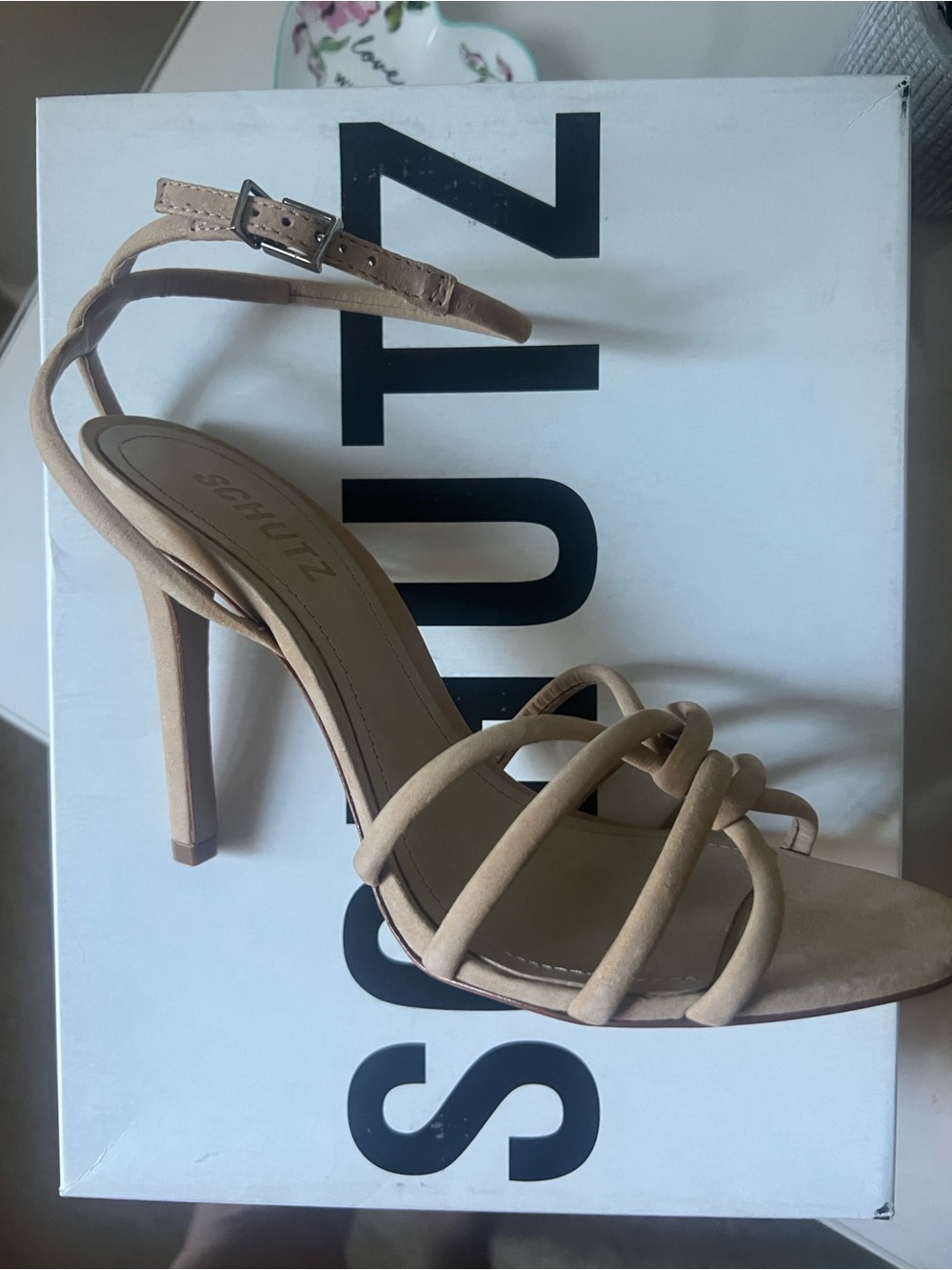 NWT: SCHUTZ Rachel Ankle‑Buckle High Heel Sandal in Nude -Size 7 - Picture 5 of 12
